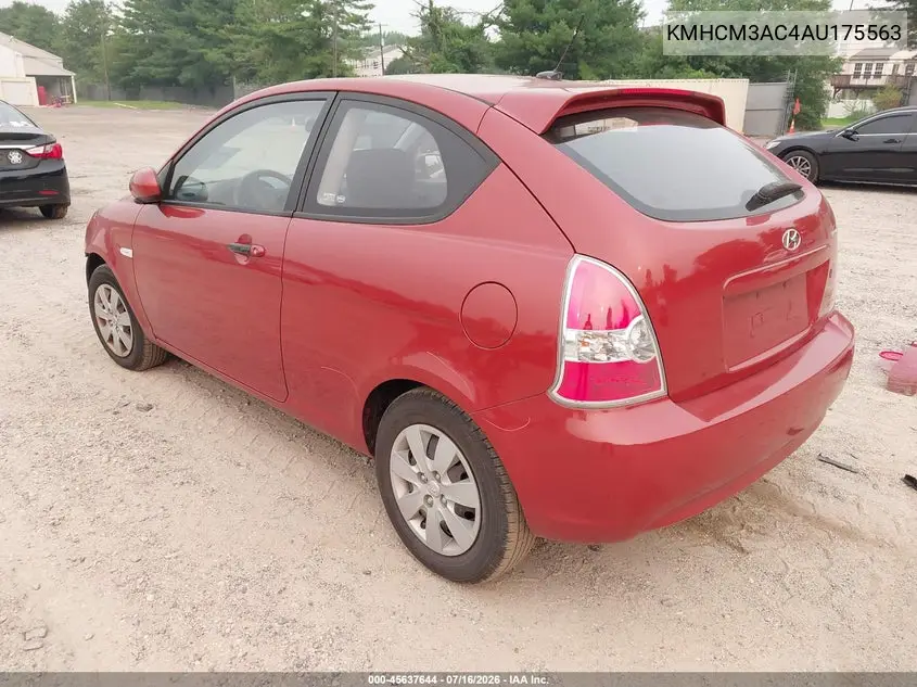 2010 Hyundai Accent Gs VIN: KMHCM3AC4AU175563 Lot: 45637644