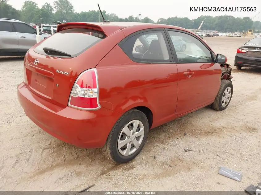 2010 Hyundai Accent Gs VIN: KMHCM3AC4AU175563 Lot: 45637644