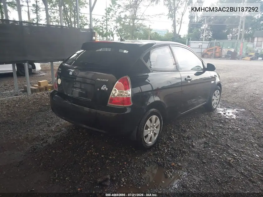 2011 Hyundai Accent Gs VIN: KMHCM3AC2BU187292 Lot: 45692695