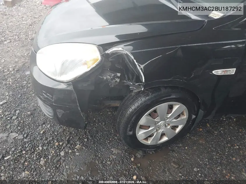 2011 Hyundai Accent Gs VIN: KMHCM3AC2BU187292 Lot: 45692695