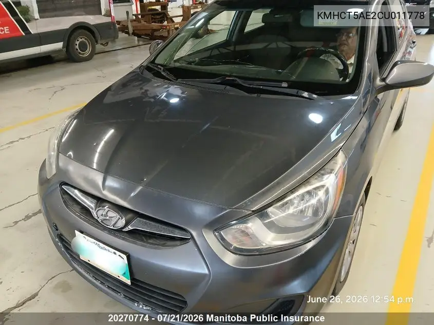 2012 Hyundai Accent Gl VIN: KMHCT5AE2CU011778 Lot: 20270774