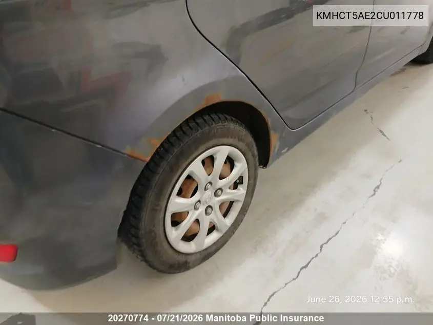 2012 Hyundai Accent Gl VIN: KMHCT5AE2CU011778 Lot: 20270774