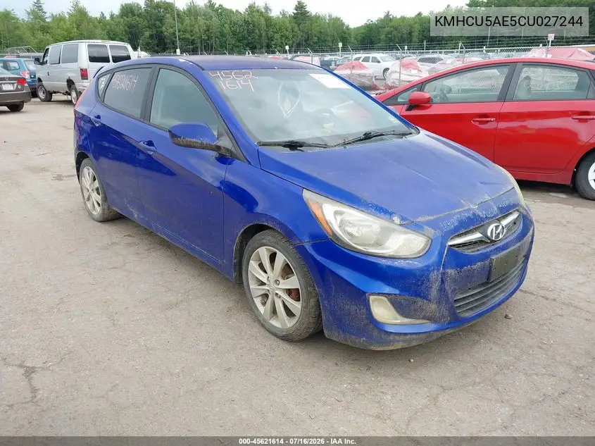 2012 Hyundai Accent Se VIN: KMHCU5AE5CU027244 Lot: 45621614