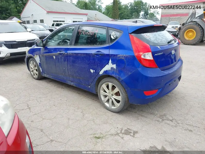 2012 Hyundai Accent Se VIN: KMHCU5AE5CU027244 Lot: 45621614