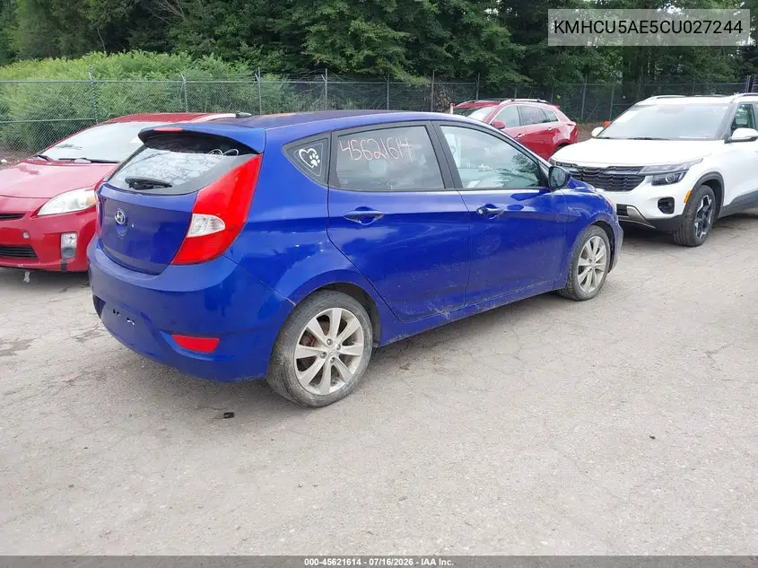 2012 Hyundai Accent Se VIN: KMHCU5AE5CU027244 Lot: 45621614