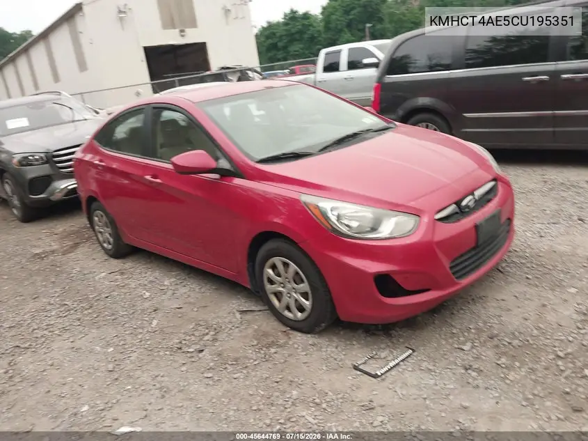 2012 Hyundai Accent Gls VIN: KMHCT4AE5CU195351 Lot: 45644769