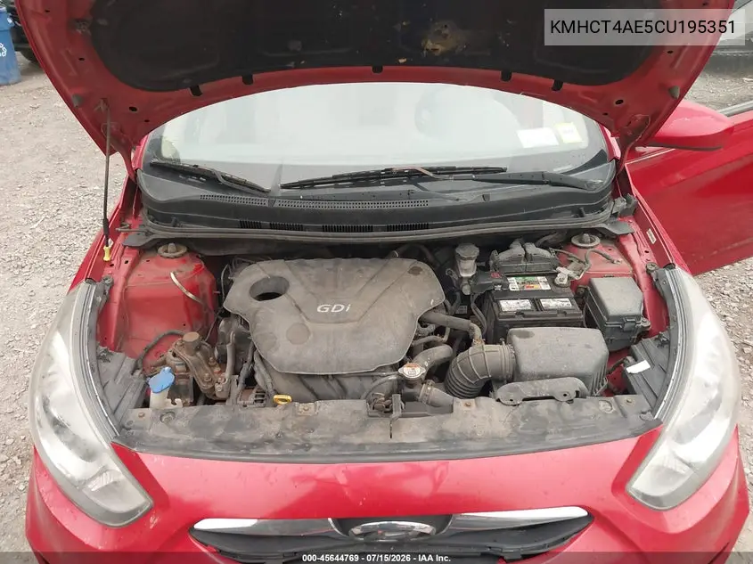 2012 Hyundai Accent Gls VIN: KMHCT4AE5CU195351 Lot: 45644769