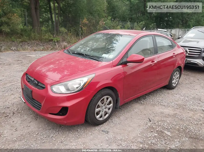 2012 Hyundai Accent Gls VIN: KMHCT4AE5CU195351 Lot: 45644769
