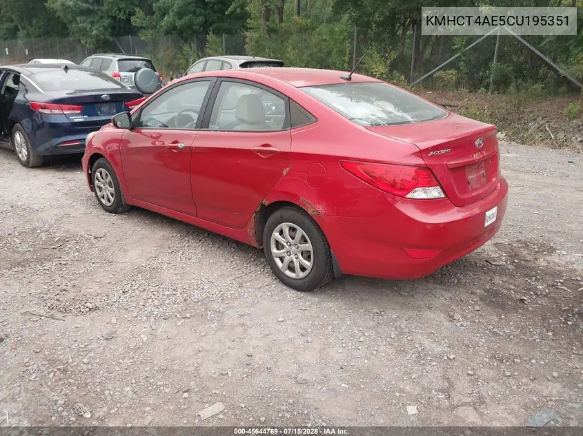 2012 Hyundai Accent Gls VIN: KMHCT4AE5CU195351 Lot: 45644769