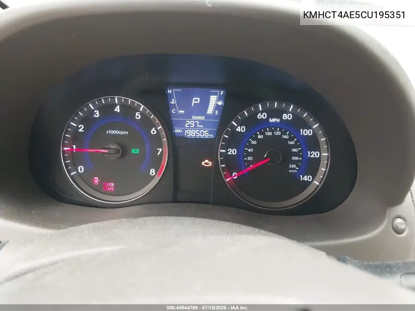 2012 Hyundai Accent Gls VIN: KMHCT4AE5CU195351 Lot: 45644769