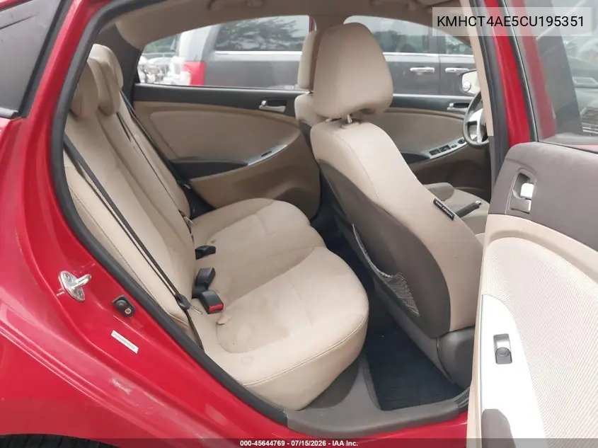 2012 Hyundai Accent Gls VIN: KMHCT4AE5CU195351 Lot: 45644769
