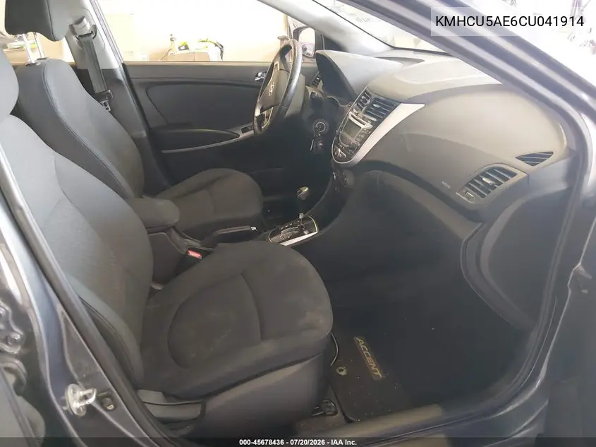 2012 Hyundai Accent Se VIN: KMHCU5AE6CU041914 Lot: 45678436