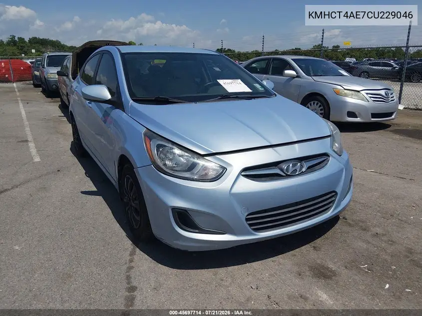 2012 Hyundai Accent Gls VIN: KMHCT4AE7CU229046 Lot: 45697714
