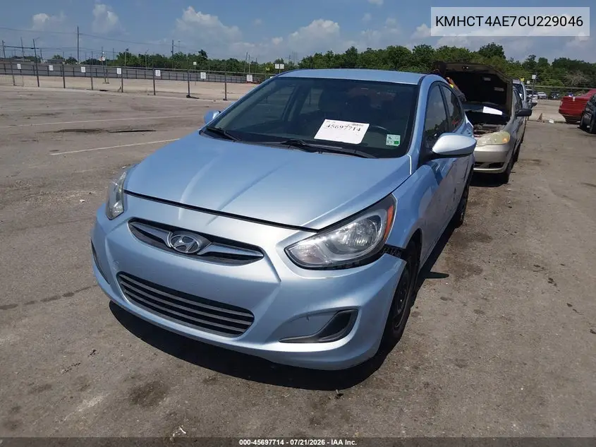 2012 Hyundai Accent Gls VIN: KMHCT4AE7CU229046 Lot: 45697714