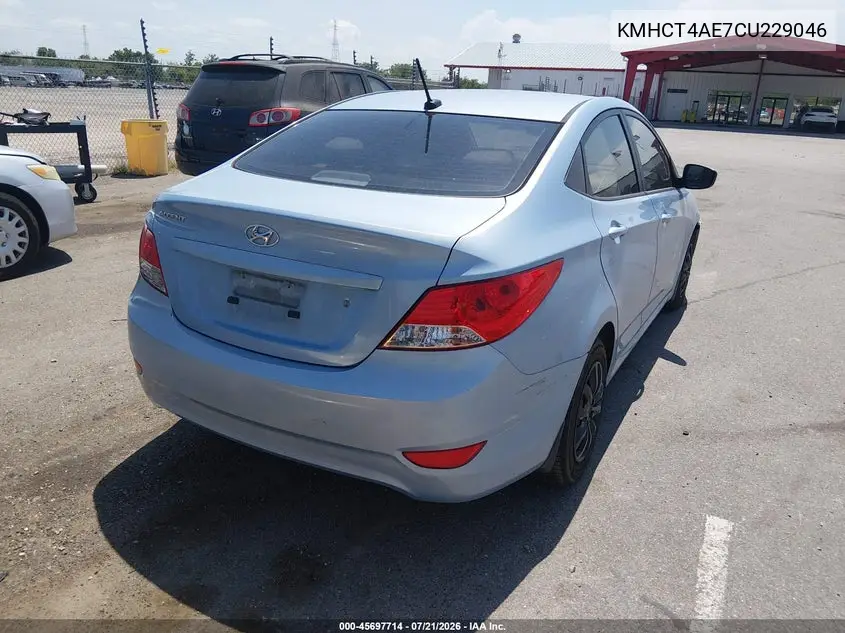 2012 Hyundai Accent Gls VIN: KMHCT4AE7CU229046 Lot: 45697714