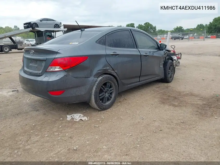 2013 Hyundai Accent Gls VIN: KMHCT4AEXDU411986 Lot: 45333113