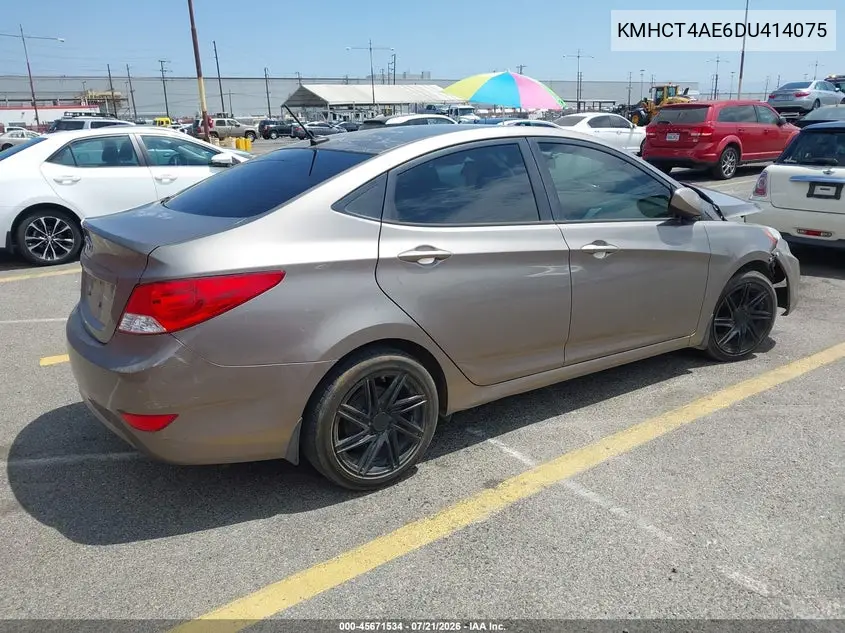 2013 Hyundai Accent Gls VIN: KMHCT4AE6DU414075 Lot: 45671534