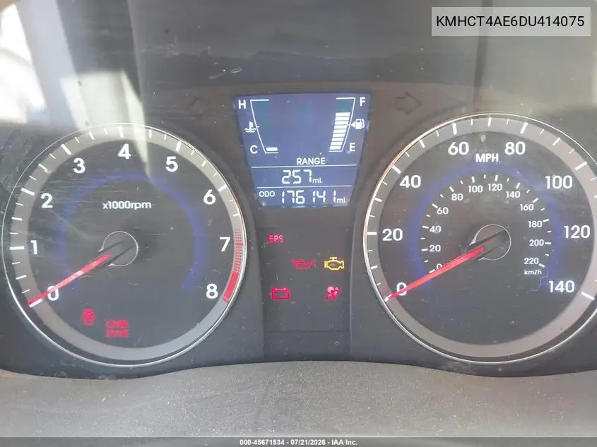 2013 Hyundai Accent Gls VIN: KMHCT4AE6DU414075 Lot: 45671534