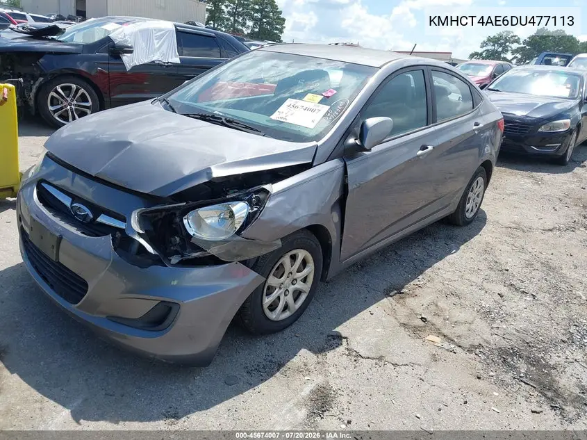 2013 Hyundai Accent Gls VIN: KMHCT4AE6DU477113 Lot: 45674007