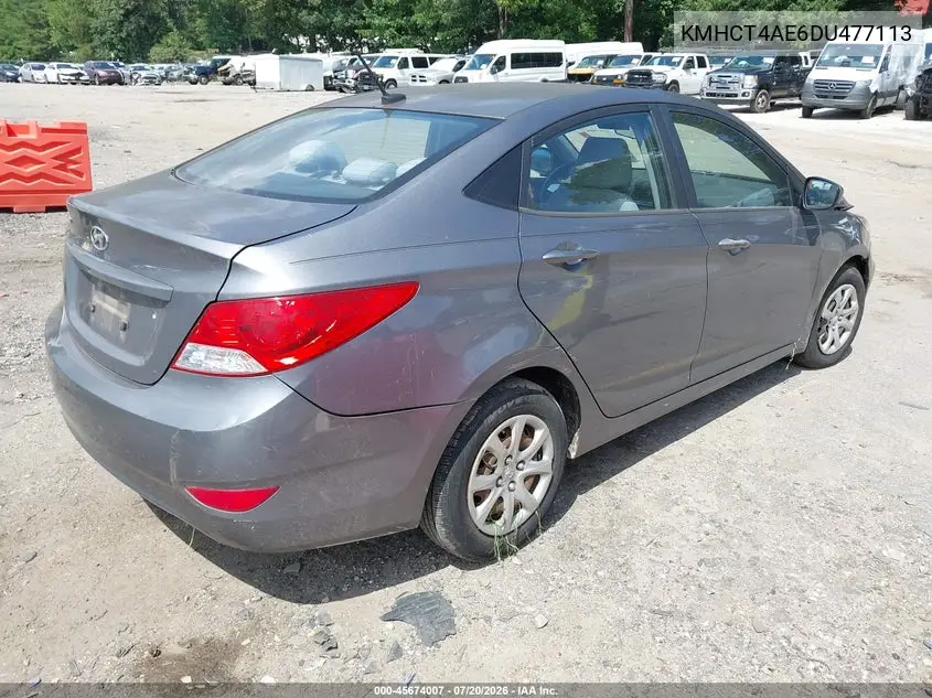 2013 Hyundai Accent Gls VIN: KMHCT4AE6DU477113 Lot: 45674007
