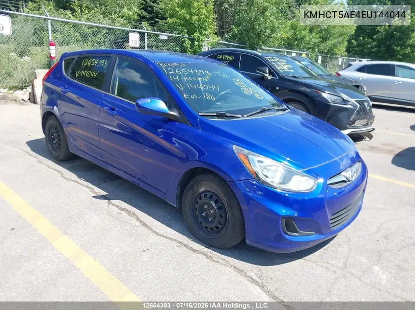 2014 Hyundai Accent Gl VIN: KMHCT5AE4EU144044 Lot: 12654393X