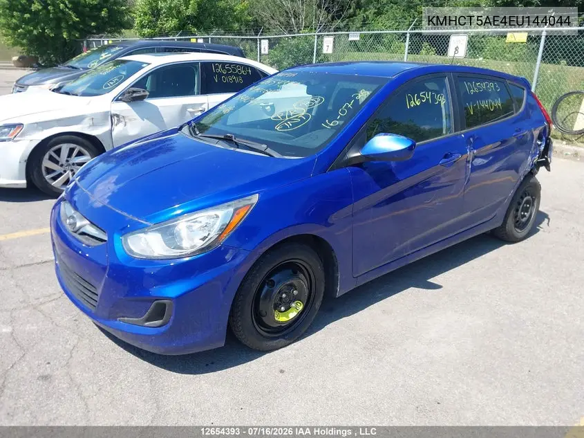 2014 Hyundai Accent Gl VIN: KMHCT5AE4EU144044 Lot: 12654393X