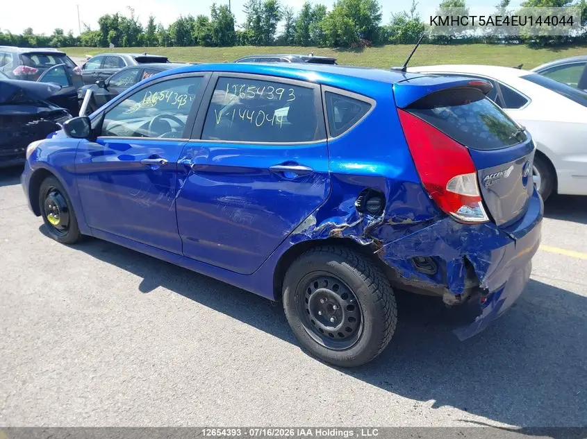 2014 Hyundai Accent Gl VIN: KMHCT5AE4EU144044 Lot: 12654393X