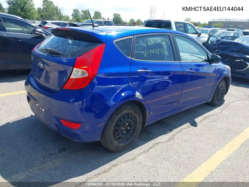 2014 Hyundai Accent Gl VIN: KMHCT5AE4EU144044 Lot: 12654393X