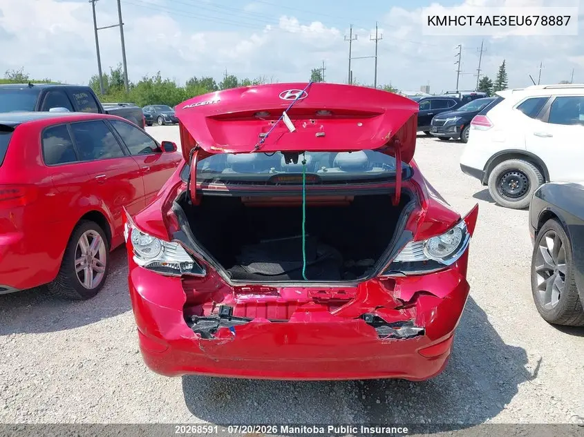 2014 Hyundai Accent Gl VIN: KMHCT4AE3EU678887 Lot: 20268591