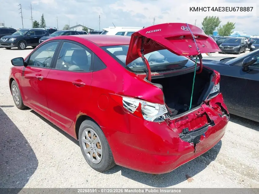 2014 Hyundai Accent Gl VIN: KMHCT4AE3EU678887 Lot: 20268591