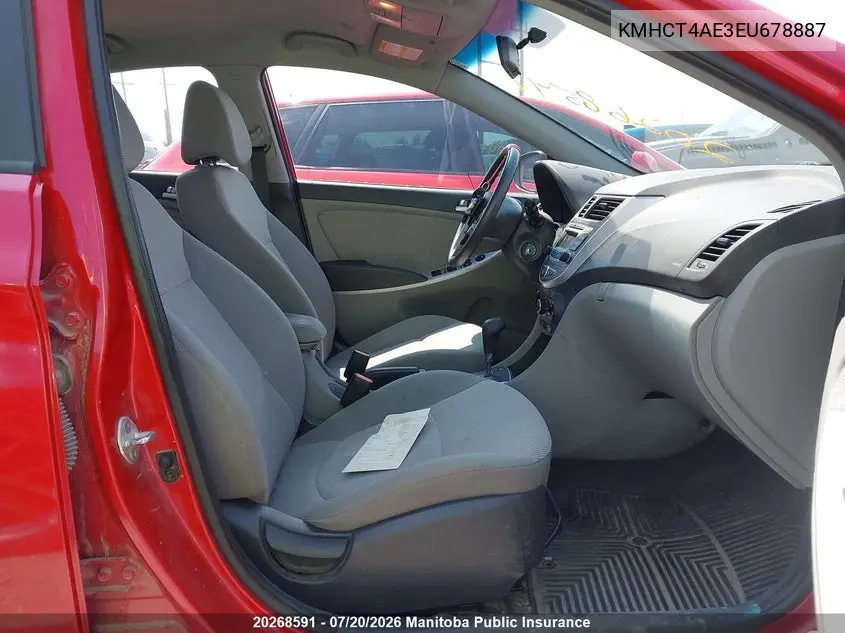 2014 Hyundai Accent Gl VIN: KMHCT4AE3EU678887 Lot: 20268591