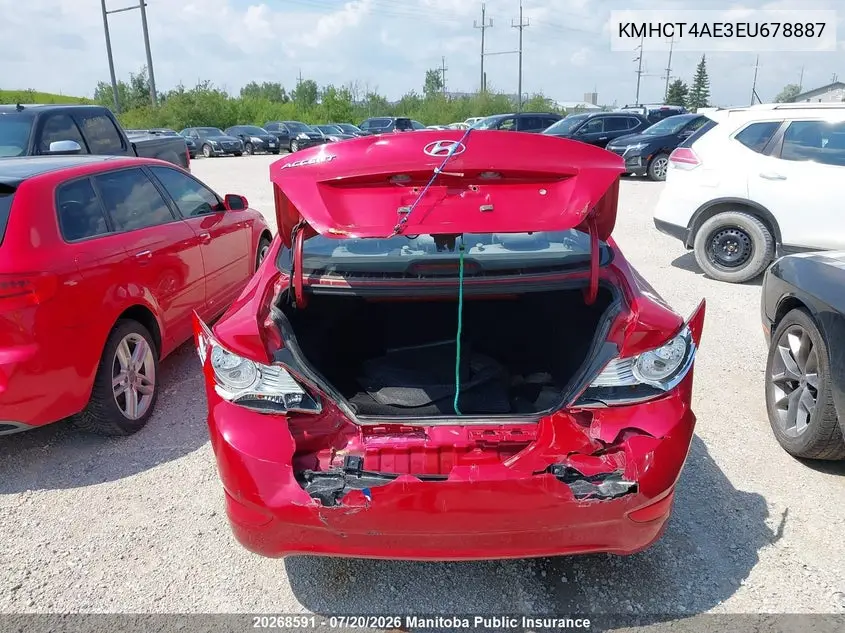 2014 Hyundai Accent Gl VIN: KMHCT4AE3EU678887 Lot: 20268591