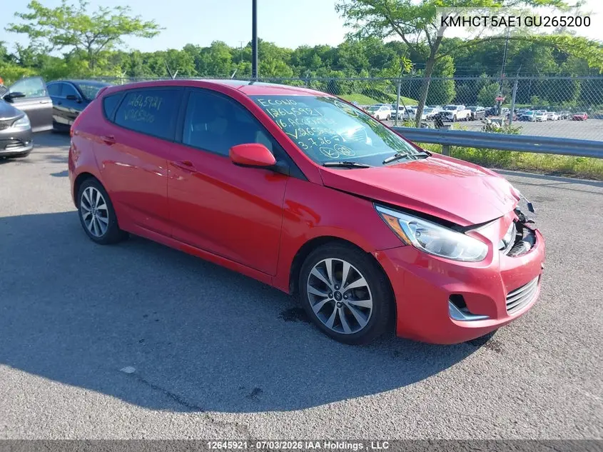 2016 Hyundai Accent Se VIN: KMHCT5AE1GU265200 Lot: 12645921