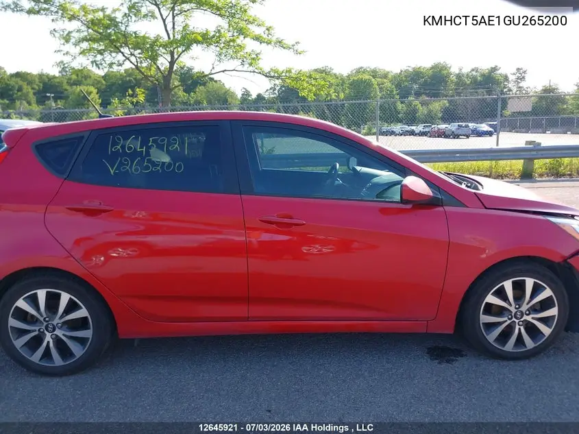 2016 Hyundai Accent Se VIN: KMHCT5AE1GU265200 Lot: 12645921