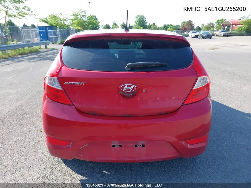 2016 Hyundai Accent Se VIN: KMHCT5AE1GU265200 Lot: 12645921