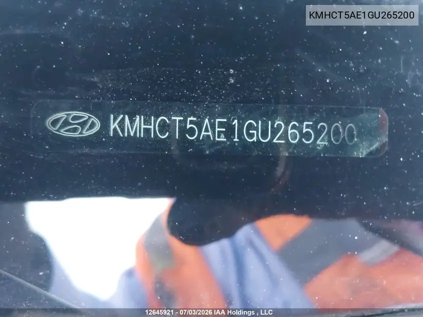 2016 Hyundai Accent Se VIN: KMHCT5AE1GU265200 Lot: 12645921