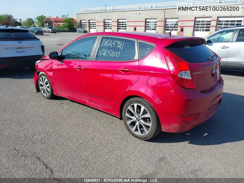2016 Hyundai Accent Se VIN: KMHCT5AE1GU265200 Lot: 12645921