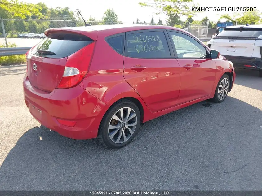 2016 Hyundai Accent Se VIN: KMHCT5AE1GU265200 Lot: 12645921