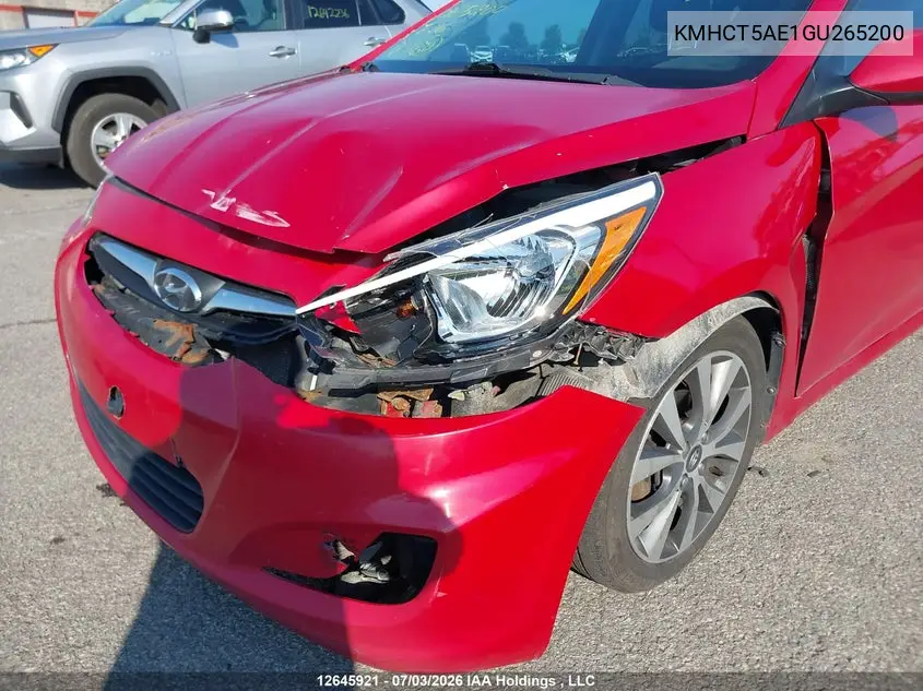 2016 Hyundai Accent Se VIN: KMHCT5AE1GU265200 Lot: 12645921