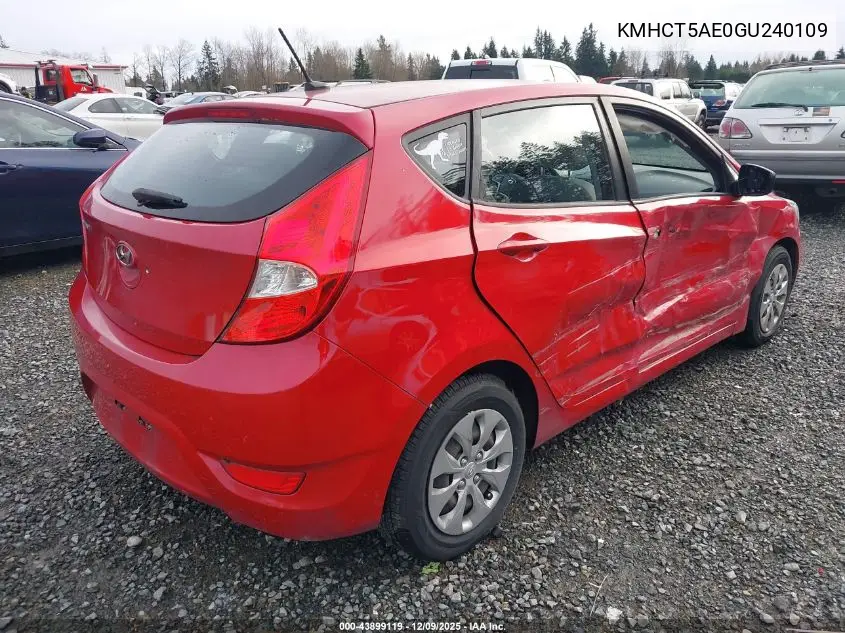 KMHCT5AE0GU240109 2016 Hyundai Accent Se