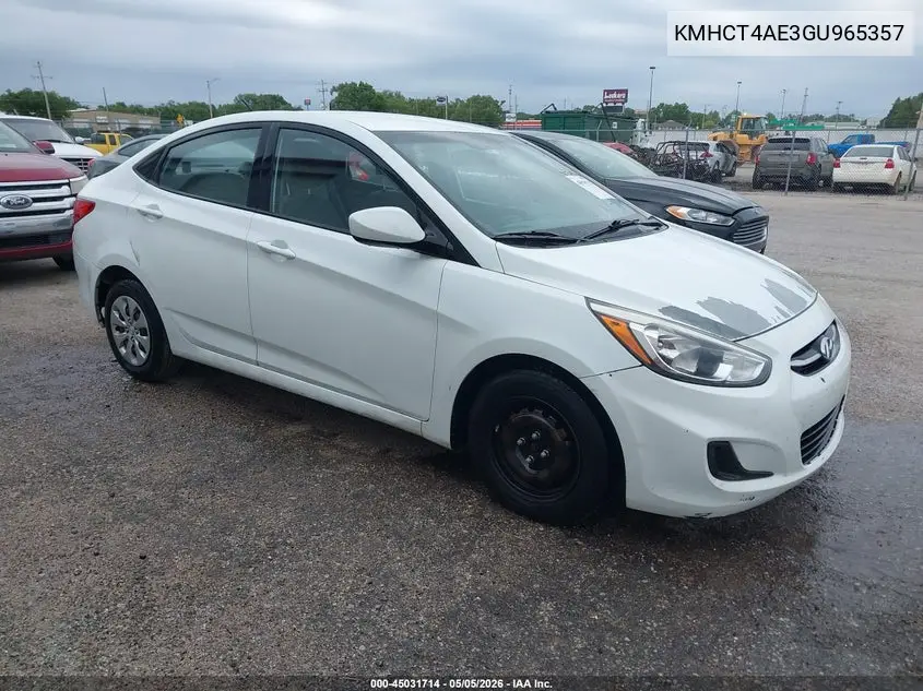 2016 Hyundai Accent Se VIN: KMHCT4AE3GU965357 Lot: 45031714