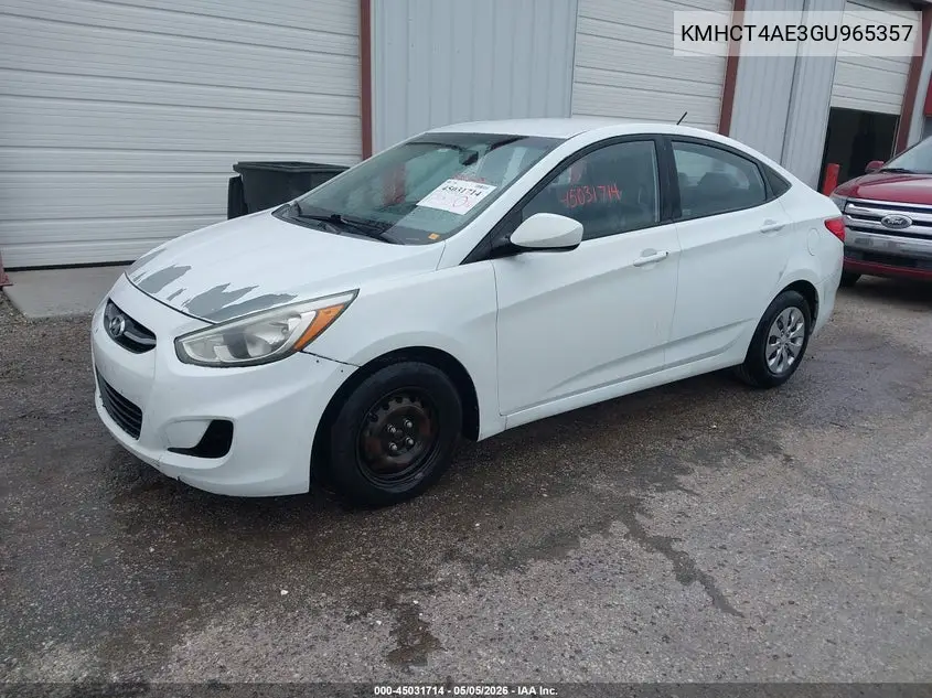 2016 Hyundai Accent Se VIN: KMHCT4AE3GU965357 Lot: 45031714