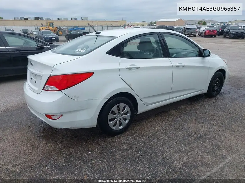 2016 Hyundai Accent Se VIN: KMHCT4AE3GU965357 Lot: 45031714