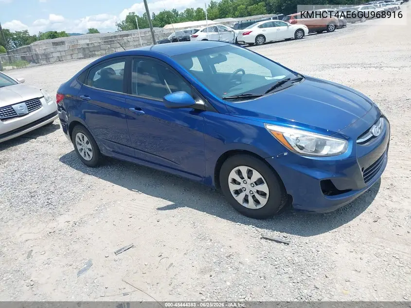 2016 Hyundai Accent Se VIN: KMHCT4AE6GU968916 Lot: 45444383