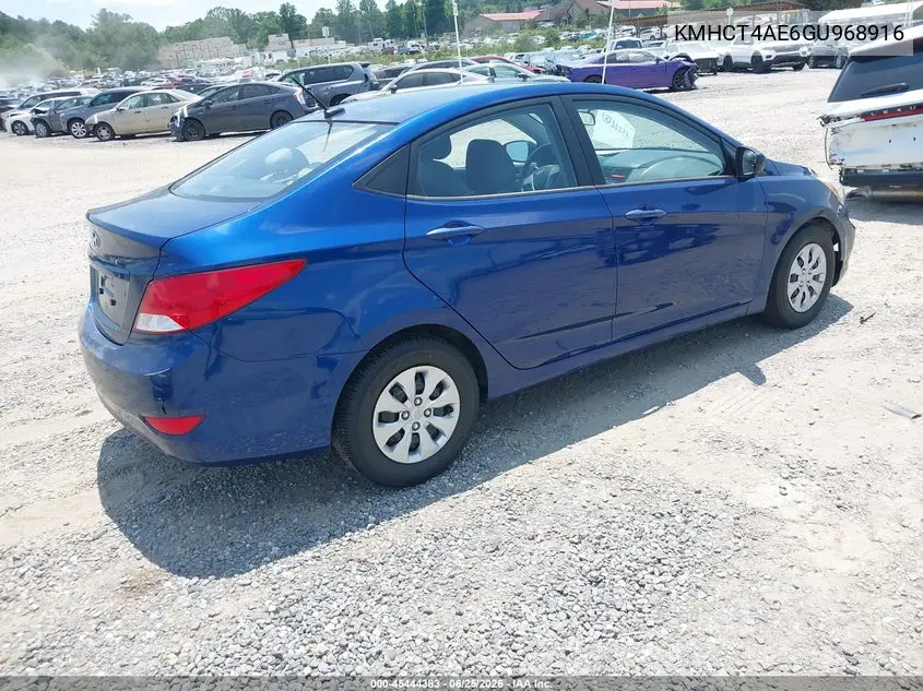 2016 Hyundai Accent Se VIN: KMHCT4AE6GU968916 Lot: 45444383