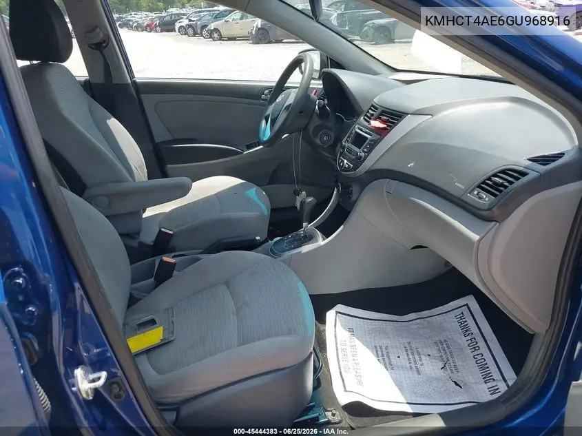 2016 Hyundai Accent Se VIN: KMHCT4AE6GU968916 Lot: 45444383