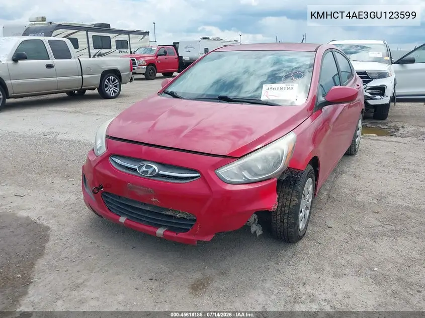 2016 Hyundai Accent Se VIN: KMHCT4AE3GU123599 Lot: 45618185