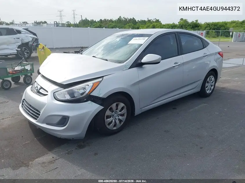 2016 Hyundai Accent Se VIN: KMHCT4AE4GU944372 Lot: 45620250