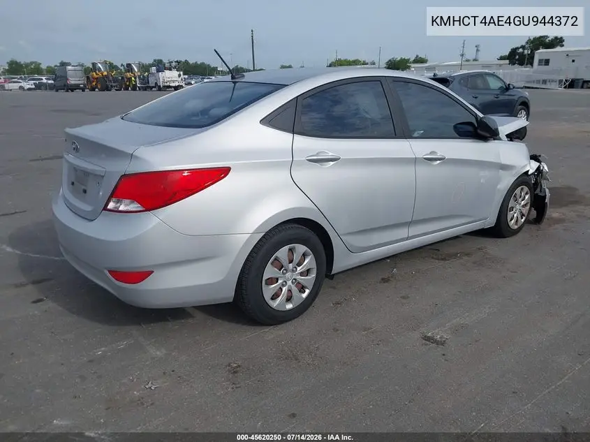 2016 Hyundai Accent Se VIN: KMHCT4AE4GU944372 Lot: 45620250