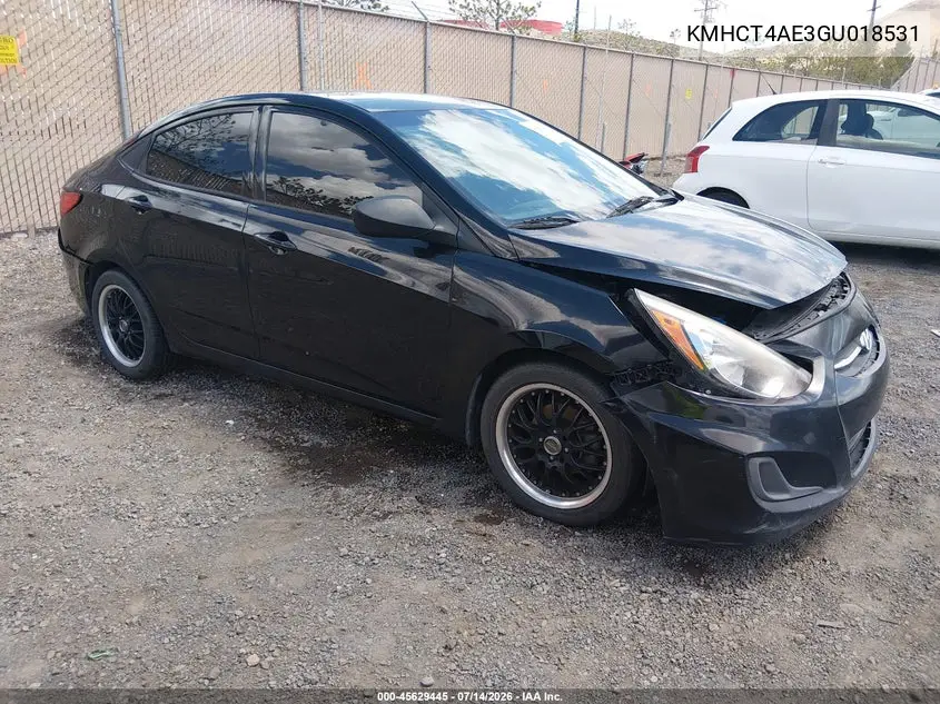 2016 Hyundai Accent Se VIN: KMHCT4AE3GU018531 Lot: 45629445